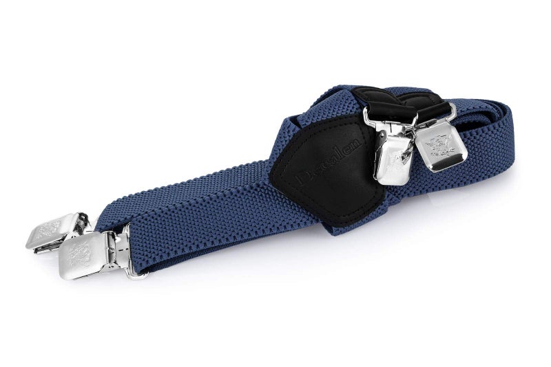 Decalen Mens Suspenders Very Strong Clips Heavy Duty Braces Big and Tall X Style (Blue) - Image 3